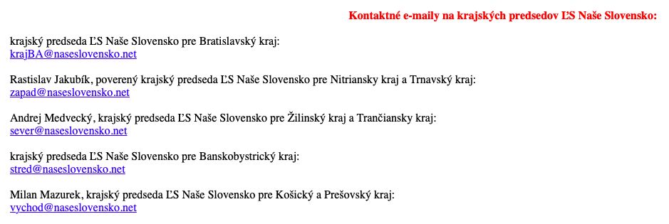 Strnka, ktor je poda Kotlebu oficilnym webom SNS, odkazuje na naseslovensko.net