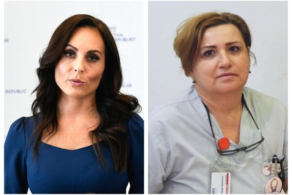 Ministerka zdravotn�ctva Zuzana Dolinkov� a prim�rka Oddelenia neonatologickej intenz�vnej medic�ny Detskej fakultnej nemocnice v Ko�iciach Vanda Chovanov�.